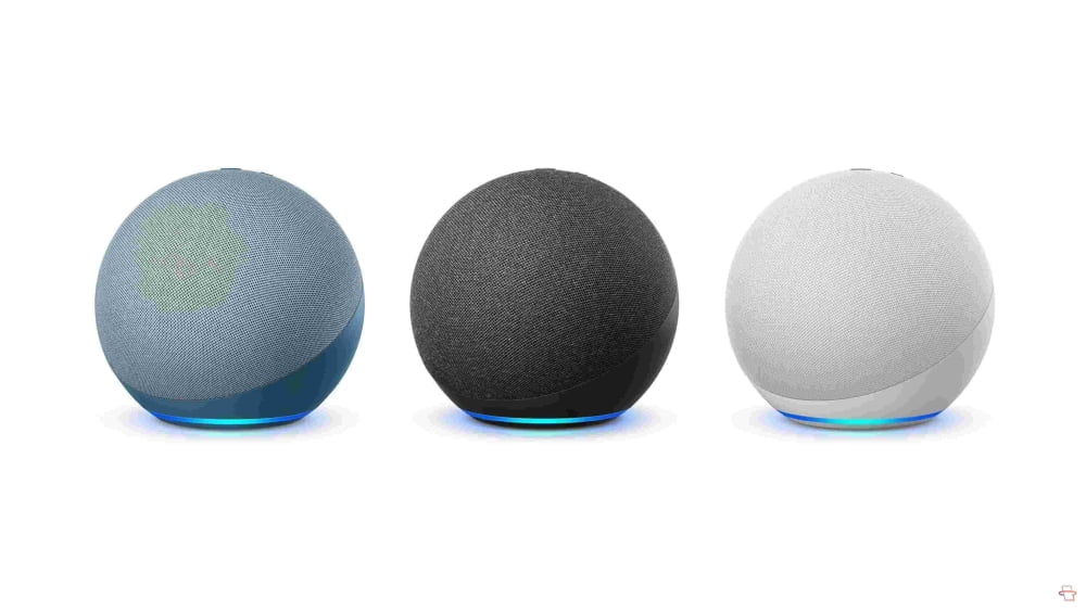 Der neue Amazon Echo Smart Speaker in drei verschiedenen Farben