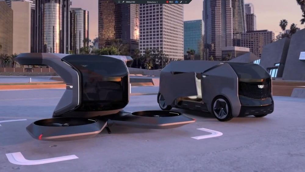 Zwei Konzepte von General Motors f&uuml;r elektrisch betriebene und autonome Taxis.