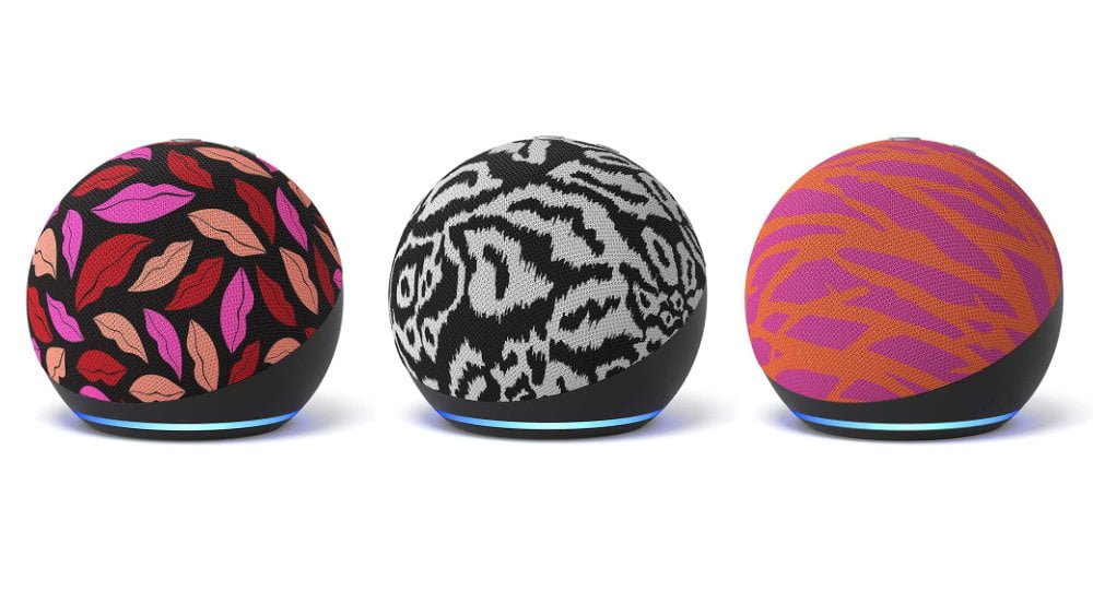 Die drei Echo Dot 4-Sondereditionen "Midnight Kiss", "Ikat" und "Twigs".