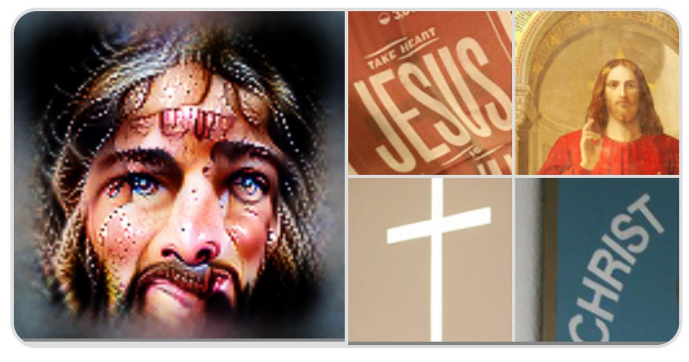 Jesus, Kreuze und der Text Jesus