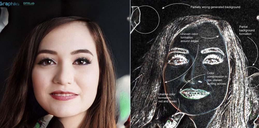 Noch lassen sich Deepfake-Portr&auml;ts recht einfach an offensichtlichen Bildfehlern entlarven. Allerdings wird die Technik rasant besser. Bild: Graphika