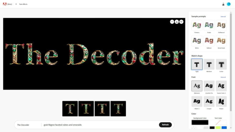 An example of Adobe Firefly text effects for The Decoder.