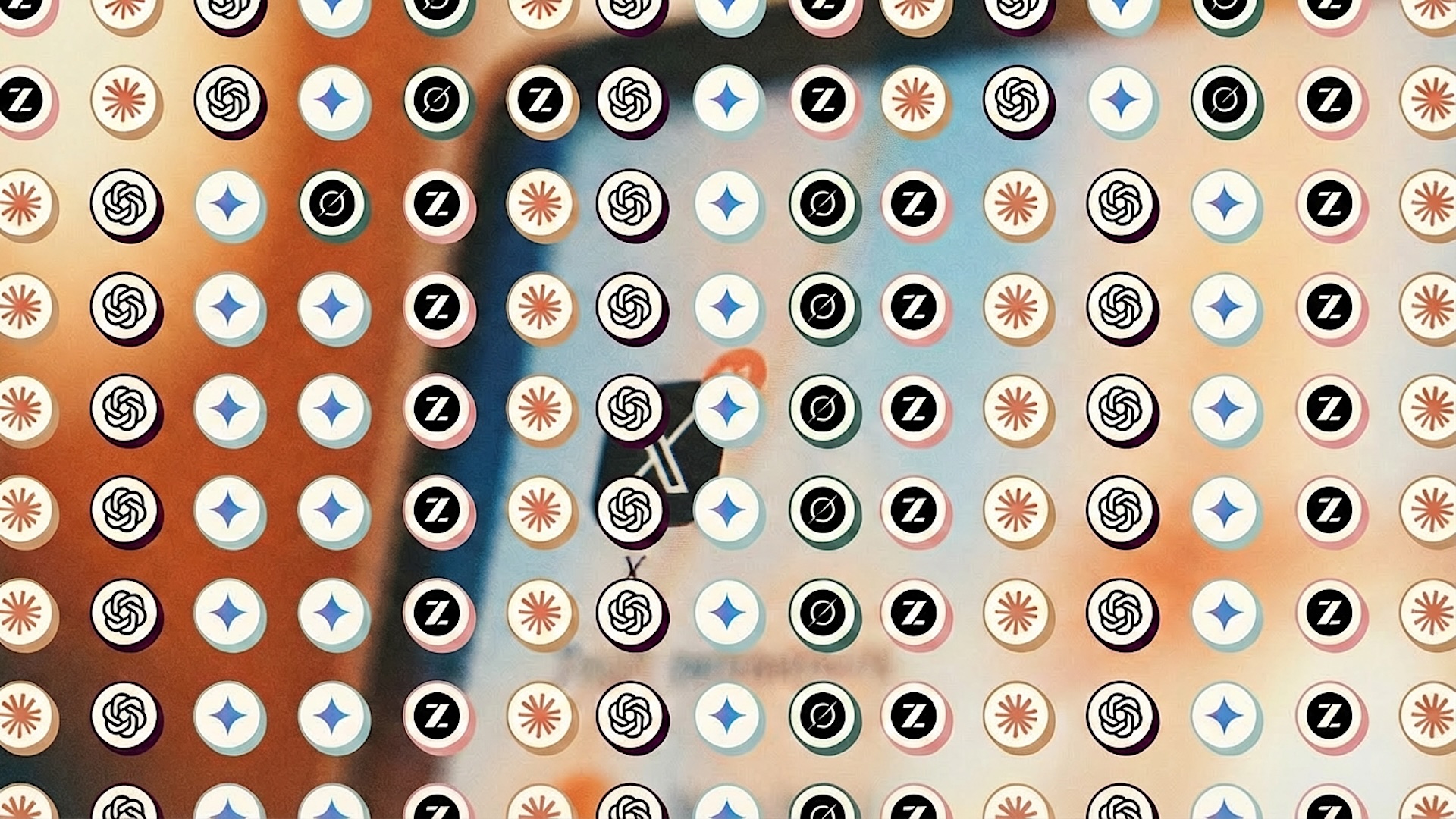 Raster aus Logos mehrerer KI-Modelle als Symbol für ihren Wettbewerb in der Social Arena.